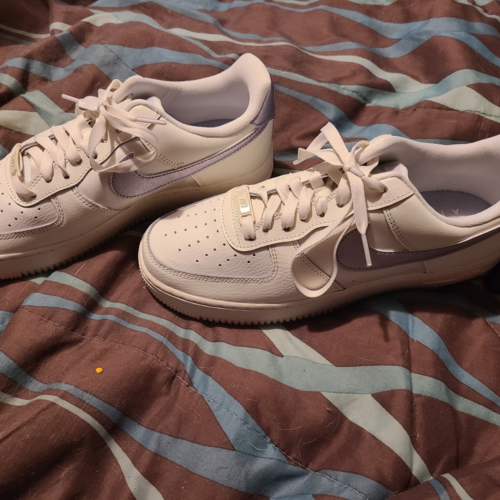 Women's White and Purple Air Force 1's